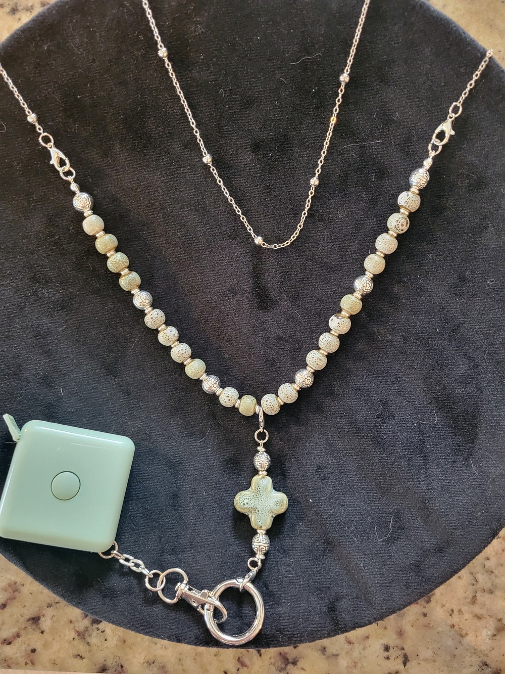 Tape Measure Lanyard Beaded Cross Necklace Eyeglasses Loop Mother's Day Gift!